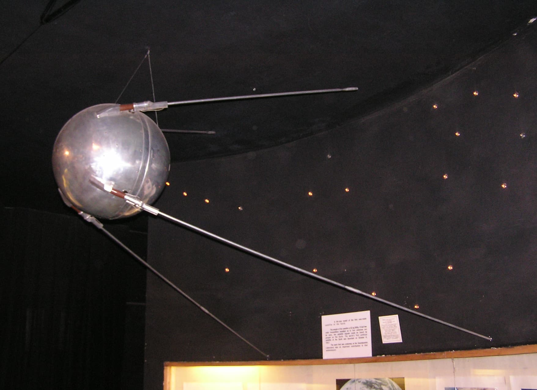 “Sputnik 1, the first artificial satellite put into space, transmitted on 20.005 and 40.002 MHz which were detectable by amateur radio operators. After orbiting for about 3 weeks, its batteries had died. Two months later, it burned up, falling back into the atmosphere, kick-starting the space race.”